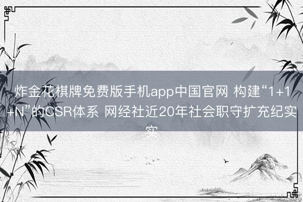 炸金花棋牌免费版手机app中国官网 构建“1+1+N”的CSR体系 网经社近20年社会职守扩充纪实