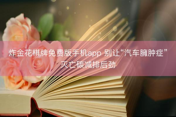 炸金花棋牌免费版手机app 别让“汽车臃肿症”灭亡碳减排后劲